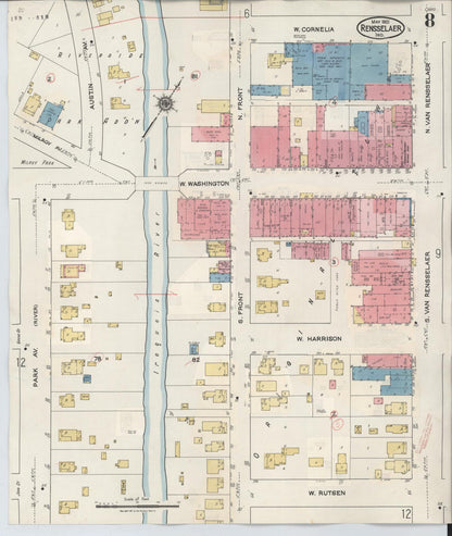 Sanborn Fire Insurance Map from Rensselaer, Jasper County, Indiana (1942), Sheet #0008 - Complete Map Set gallery image, historic Sanborn map, vintage wall art, Indiana Indiana