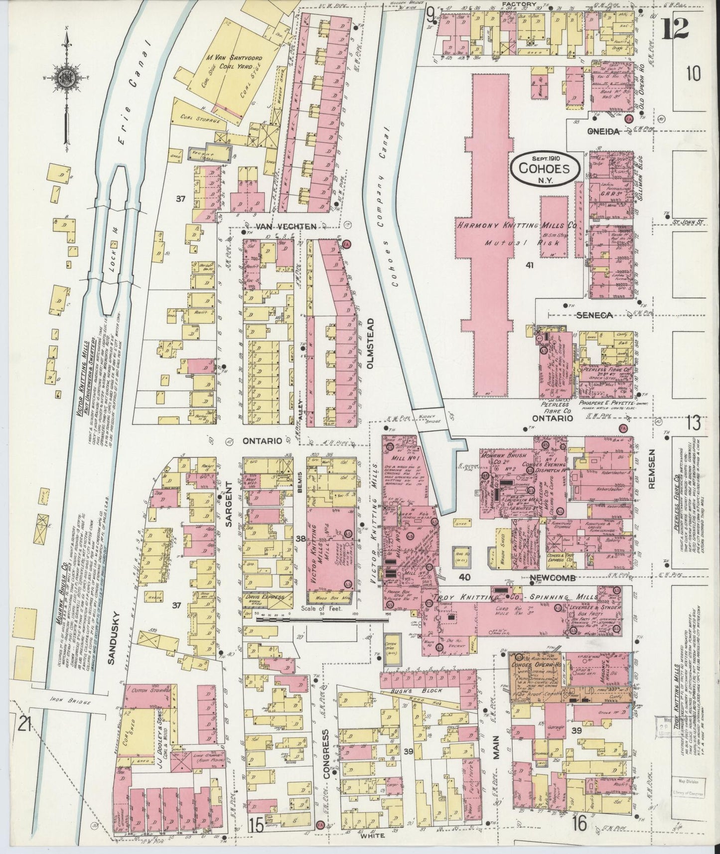 Sanborn Fire Insurance Map from Cohoes, Albany County, New York (1910), Sheet #0013 - Complete Map Set gallery image, historic Sanborn map, vintage wall art, New York New York