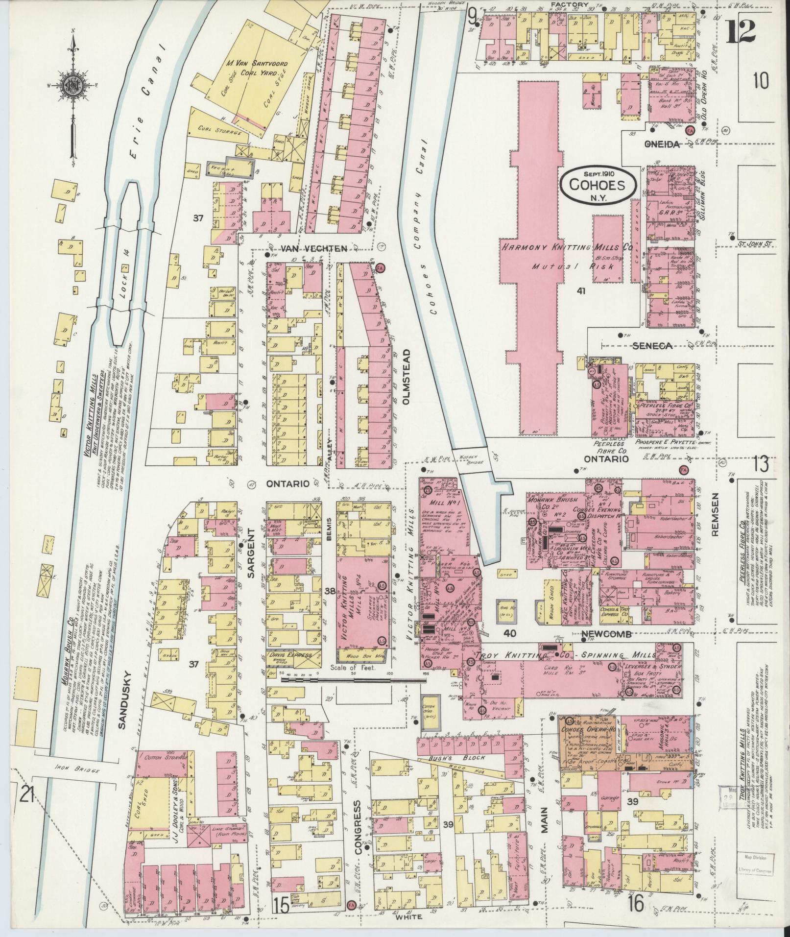 Sanborn Fire Insurance Map from Cohoes, Albany County, New York (1910), Sheet #0013 - Complete Map Set gallery image, historic Sanborn map, vintage wall art, New York New York