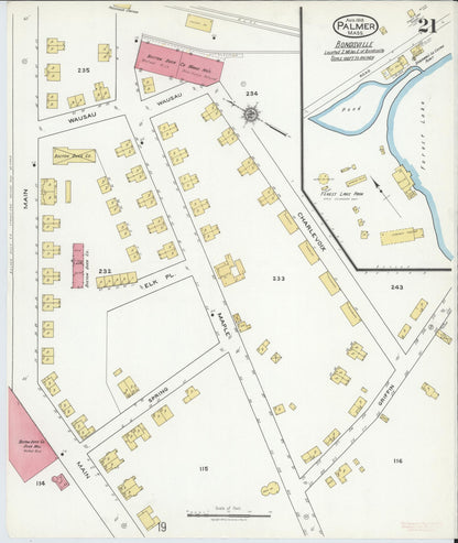 Sanborn Fire Insurance Map from Palmer, Hampden County, Massachusetts (1918), Sheet #0021 - Historic Sanborn Fire Insurance Map Print, vintage old map wall art, antique decor, genealogy gift, Massachusetts Massachusetts map
