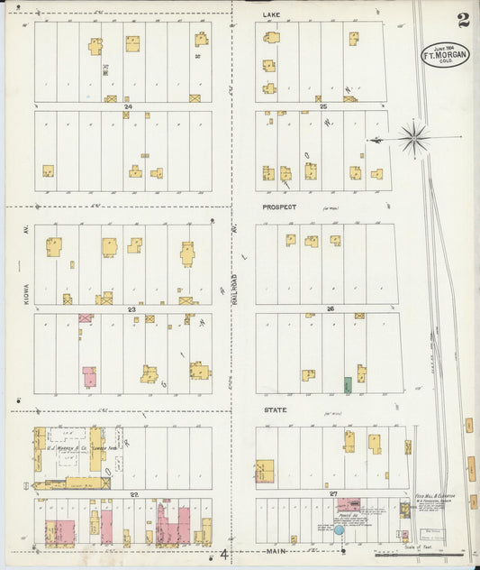 Sanborn Fire Insurance Map from Fort Morgan, Morgan County, Colorado (1904), Sheet #0002 - Historic Sanborn Fire Insurance Map Print, vintage old map wall art, antique decor, genealogy gift, Colorado Colorado map