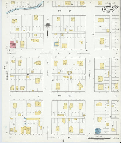 Sanborn Fire Insurance Map from Weleetka, Okfuskee County, Oklahoma (1918), Sheet #0003 - Complete Map Set gallery image, historic Sanborn map, vintage wall art, Oklahoma Oklahoma