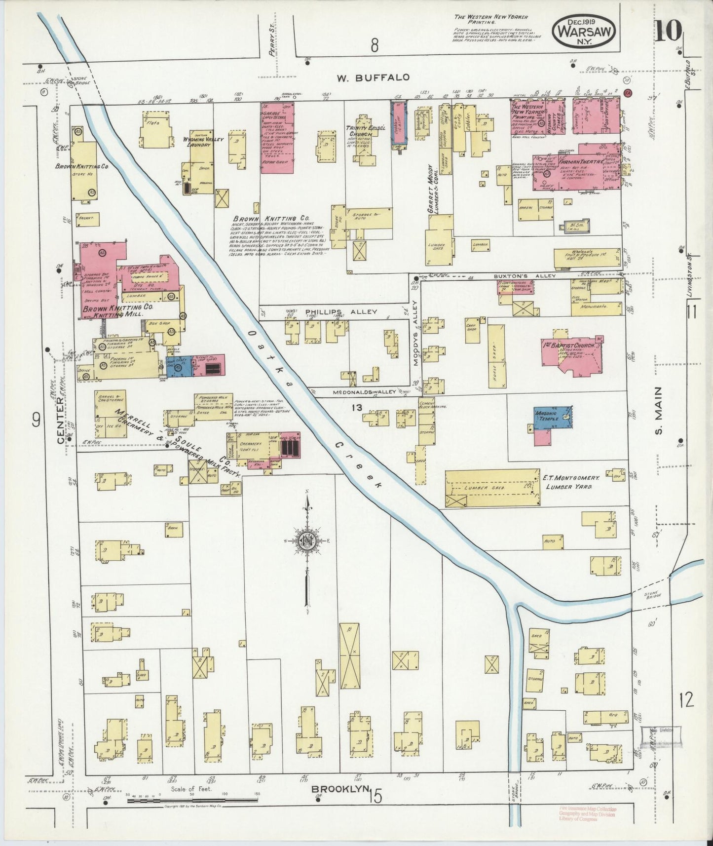 Sanborn Fire Insurance Map from Warsaw, Wyoming County, New York (1919), Sheet #0010 - Complete Map Set gallery image, historic Sanborn map, vintage wall art, Warsaw Wyoming