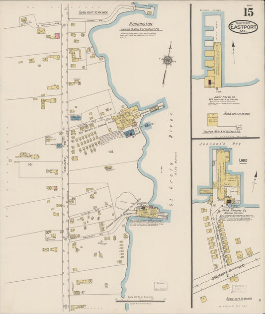 Sanborn Fire Insurance Map from Eastport, Washington County, Maine (1921), Sheet #0015 - Historic Sanborn Fire Insurance Map Print, vintage old map wall art, antique decor, genealogy gift, Maine Maine map