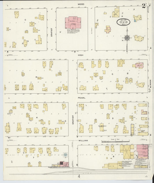 Sanborn Fire Insurance Map from Ovid, Clinton County, Michigan (1910), Sheet #0002 - Historic Sanborn Fire Insurance Map Print, vintage old map wall art, antique decor, genealogy gift, Michigan Michigan map