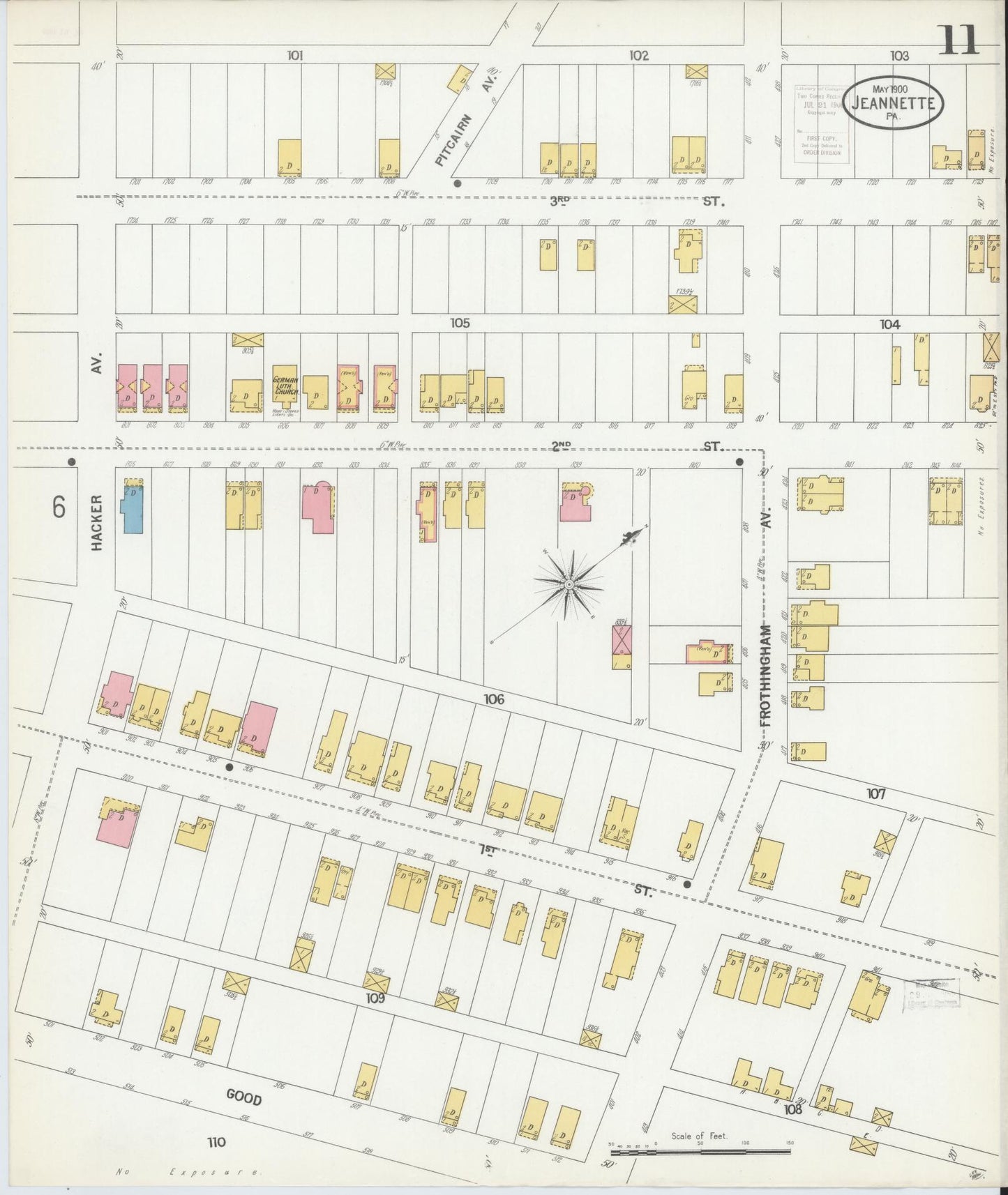 Sanborn Fire Insurance Map from Jeannette, Westmoreland County, Pennsylvania (1900), Sheet #0011 - Complete Map Set gallery image, historic Sanborn map, vintage wall art, Pennsylvania Pennsylvania