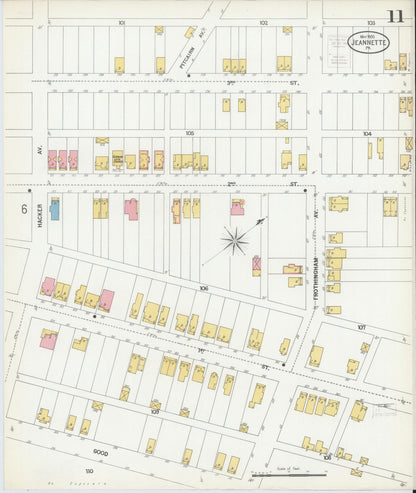 Sanborn Fire Insurance Map from Jeannette, Westmoreland County, Pennsylvania (1900), Sheet #0011 - Complete Map Set gallery image, historic Sanborn map, vintage wall art, Pennsylvania Pennsylvania
