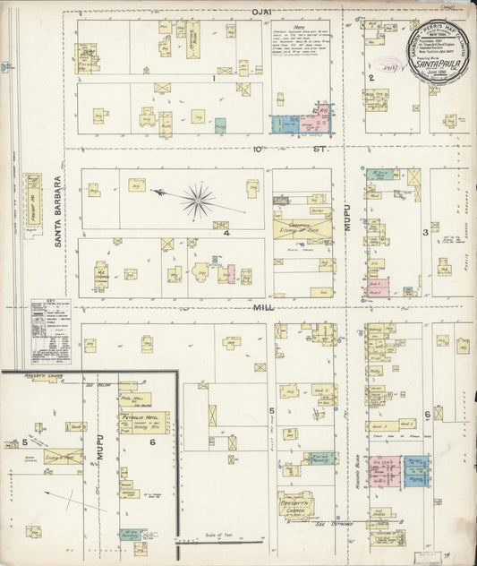 Sanborn Fire Insurance Map from Santa Paula, Ventura County, California. (1890) – Historic Sanborn Fire Insurance Map Print