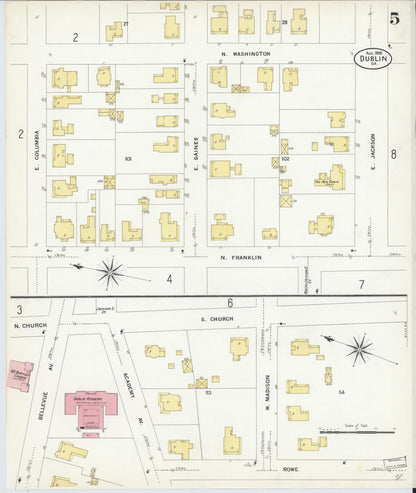 Sanborn Fire Insurance Map from Dublin, Laurens County, Georgia (1908), Sheet #0005 - Complete Map Set gallery image, historic Sanborn map, vintage wall art, Georgia Georgia
