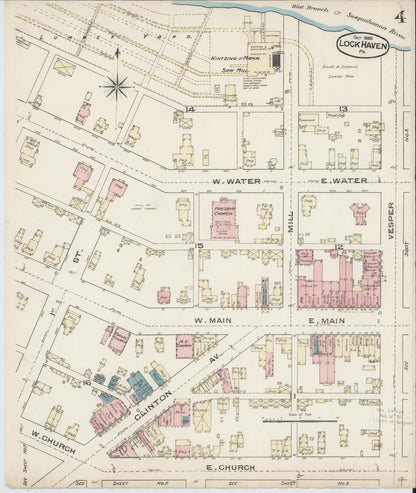 Sanborn Fire Insurance Map from Lock Haven, Clinton County, Pennsylvania (1885), Sheet #0004 - Complete Map Set gallery image, historic Sanborn map, vintage wall art, Pennsylvania Pennsylvania