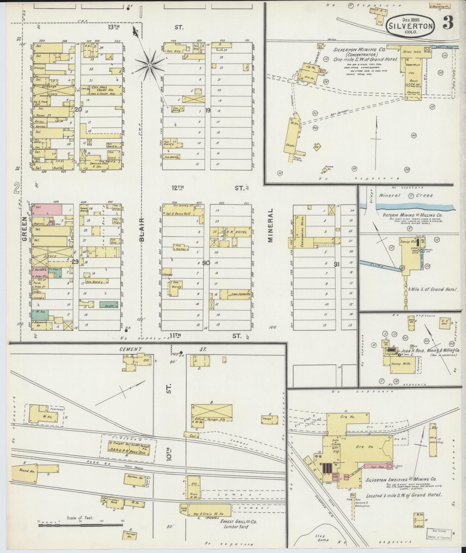 Sanborn Fire Insurance Map from Silverton, San Juan County, Colorado (1895), Sheet #0003 - Complete Map Set gallery image, historic Sanborn map, vintage wall art, Colorado Colorado