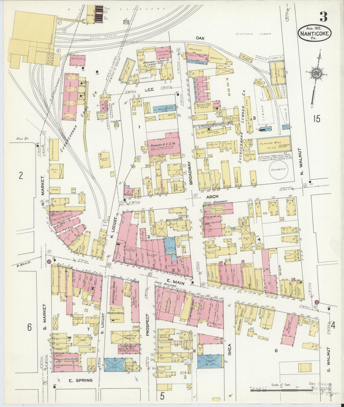 Sanborn Fire Insurance Map from Nanticoke, Luzerne County, Pennsylvania (1912), Sheet #0003 - Complete Map Set gallery image, historic Sanborn map, vintage wall art, Pennsylvania Pennsylvania