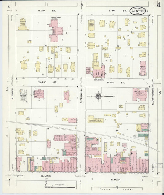 Sanborn Fire Insurance Map from Clinton, Henry County, Missouri (1909), Sheet #0004 - Historic Sanborn Fire Insurance Map Print, vintage old map wall art, antique decor, genealogy gift, Missouri Missouri map