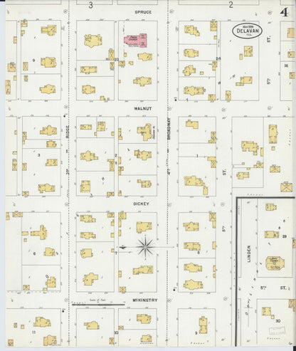 Sanborn Fire Insurance Map from Delavan, Tazewell County, Illinois (1899), Sheet #0004 - Complete Map Set gallery image, historic Sanborn map, vintage wall art, Illinois Illinois