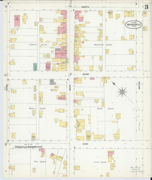 Sanborn Fire Insurance Map from Waynesville, Warren County, Ohio (1901), Sheet #0003 - Historic Sanborn Fire Insurance Map Print, vintage old map wall art, antique decor, genealogy gift, Ohio Ohio map