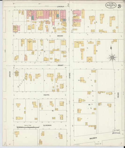 Sanborn Fire Insurance Map from Augusta, Eau Claire County, Wisconsin (1903), Sheet #0003 - Historic Sanborn Fire Insurance Map Print, vintage old map wall art, antique decor, genealogy gift, Wisconsin Wisconsin map