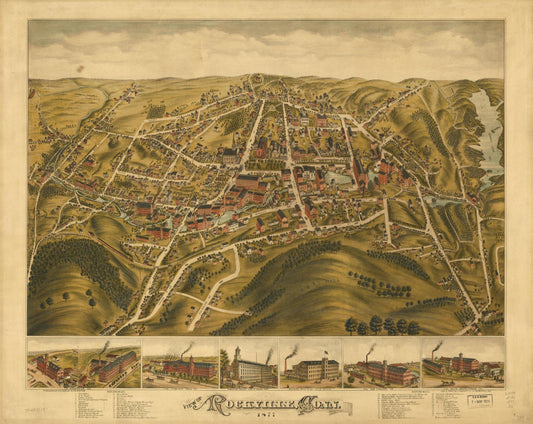 View of Rockville, Conn. 1877. (1877) – Historic Bird’s-Eye View Panorama Print
