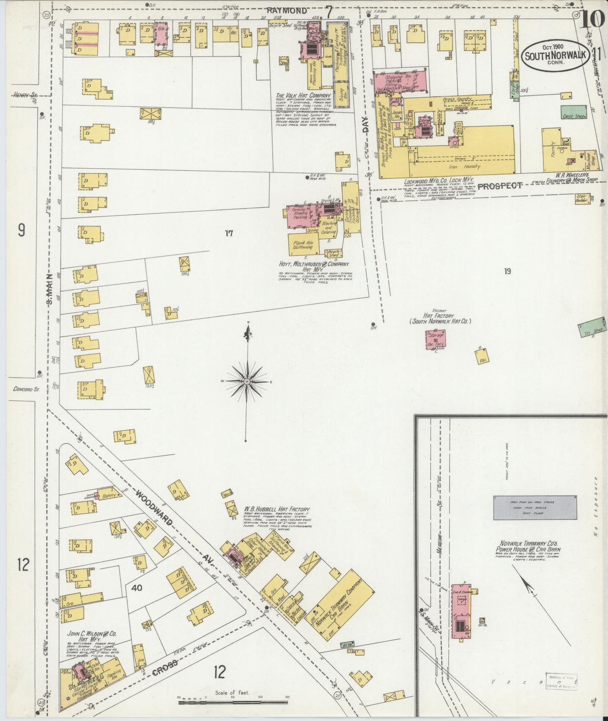Sanborn Fire Insurance Map from South Norwalk, Fairfield County, Connecticut (1900), Sheet #0010 - Historic Sanborn Fire Insurance Map Print, vintage old map wall art, antique decor, genealogy gift, Connecticut Connecticut map