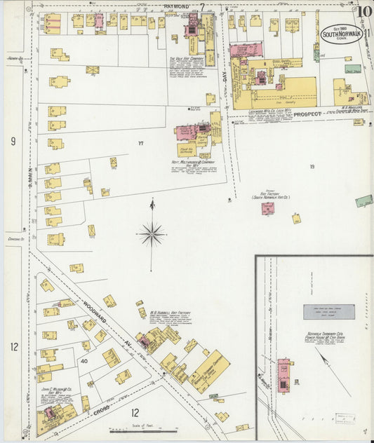 Sanborn Fire Insurance Map from South Norwalk, Fairfield County, Connecticut (1900), Sheet #0010 - Historic Sanborn Fire Insurance Map Print, vintage old map wall art, antique decor, genealogy gift, Connecticut Connecticut map