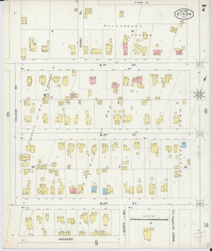Sanborn Fire Insurance Map from Dixon, Lee County, Illinois (1897), Sheet #0007 - Complete Map Set gallery image, historic Sanborn map, vintage wall art, Illinois Illinois