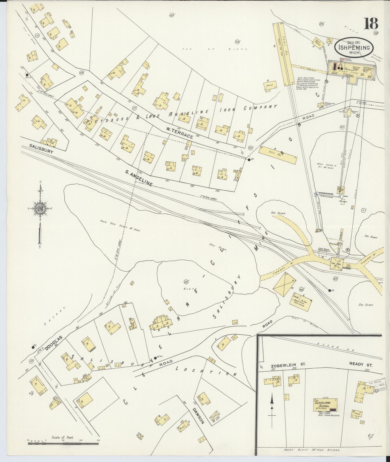 Sanborn Fire Insurance Map from Ishpeming, Marquette County, Michigan (1911), Sheet #0018 - Historic Sanborn Fire Insurance Map Print, vintage old map wall art, antique decor, genealogy gift, Michigan Michigan map