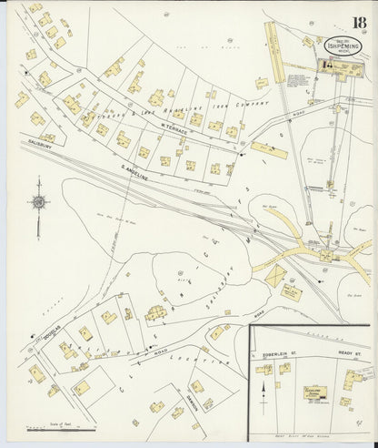 Sanborn Fire Insurance Map from Ishpeming, Marquette County, Michigan (1911), Sheet #0018 - Historic Sanborn Fire Insurance Map Print, vintage old map wall art, antique decor, genealogy gift, Michigan Michigan map