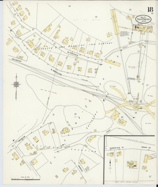 Sanborn Fire Insurance Map from Ishpeming, Marquette County, Michigan (1911), Sheet #0018 - Historic Sanborn Fire Insurance Map Print, vintage old map wall art, antique decor, genealogy gift, Michigan Michigan map