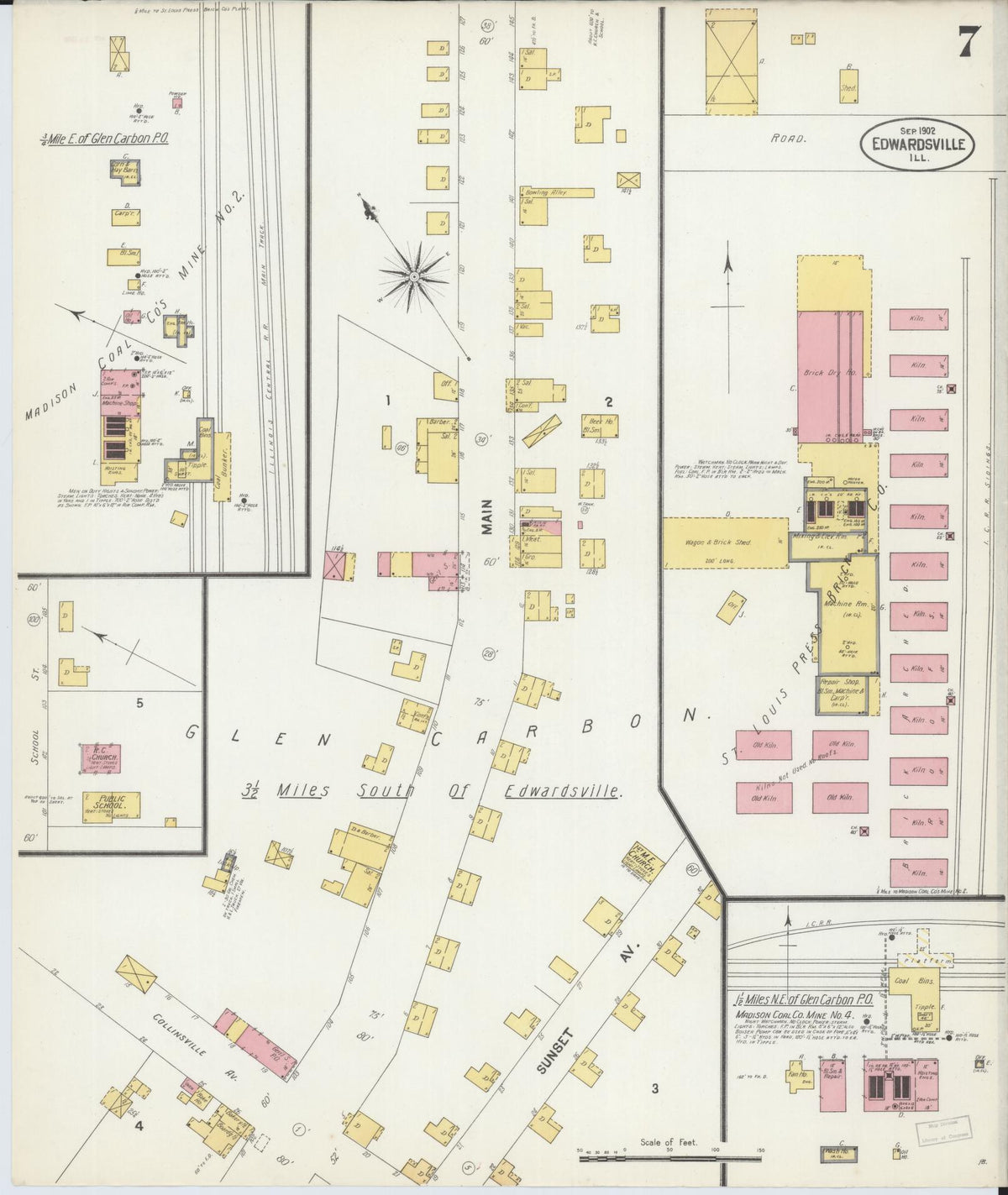Sanborn Fire Insurance Map from Edwardsville, Madison County, Illinois (1902), Sheet #0007 - Complete Map Set gallery image, historic Sanborn map, vintage wall art, Illinois Illinois