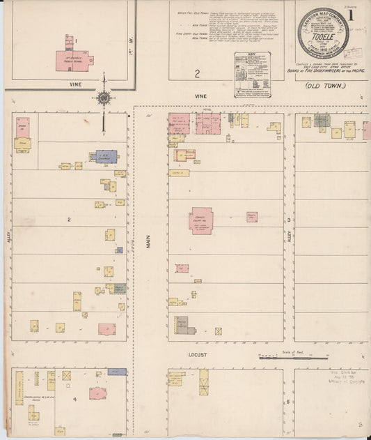 Sanborn Fire Insurance Map from Tooele, Tooele County, Utah (1910), Sheet #0001 - Complete Map Set gallery image, historic Sanborn map, vintage wall art, Utah Utah