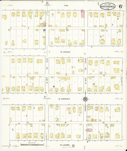 Sanborn Fire Insurance Map from Independence, Montgomery County, Kansas (1916), Sheet #0006 - Complete Map Set gallery image, historic Sanborn map, vintage wall art, Kansas Kansas