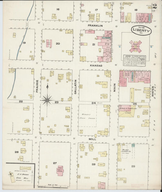 Sanborn Fire Insurance Map from Liberty, Clay County, Missouri (1883), Sheet #0002 - Historic Sanborn Fire Insurance Map Print, vintage old map wall art, antique decor, genealogy gift, Missouri Missouri map