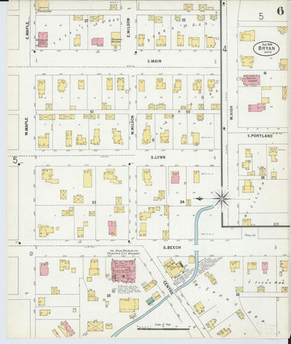 Sanborn Fire Insurance Map from Bryan, Williams County, Ohio (1899), Sheet #0006 - Historic Sanborn Fire Insurance Map Print, vintage old map wall art, antique decor, genealogy gift, Ohio Ohio map