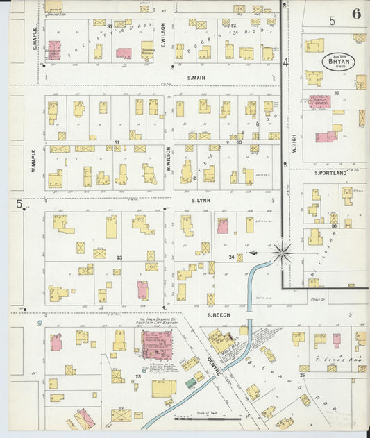 Sanborn Fire Insurance Map from Bryan, Williams County, Ohio (1899), Sheet #0006 - Historic Sanborn Fire Insurance Map Print, vintage old map wall art, antique decor, genealogy gift, Ohio Ohio map