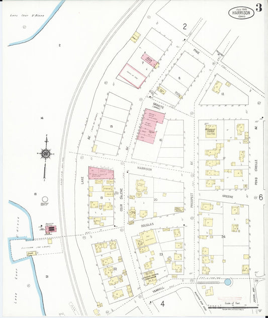 Sanborn Fire Insurance Map from Harrison, Kootenai County, Idaho (1918), Sheet #0003 - Historic Sanborn Fire Insurance Map Print, vintage old map wall art, antique decor, genealogy gift, Idaho Idaho map