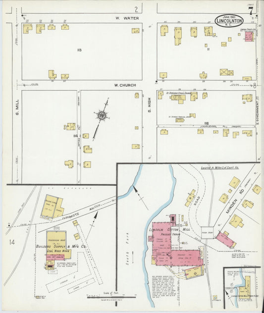 Sanborn Fire Insurance Map from Lincolnton, Lincoln County, North Carolina (1921), Sheet #0007 - Historic Sanborn Fire Insurance Map Print, vintage old map wall art, antique decor, genealogy gift, North Carolina North Carolina map