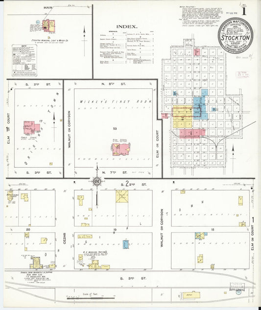 Sanborn Fire Insurance Map from Stockton, Rooks County, Kansas (1912), Sheet #0001 - Historic Sanborn Fire Insurance Map Print, vintage old map wall art, antique decor, genealogy gift, Kansas Kansas map
