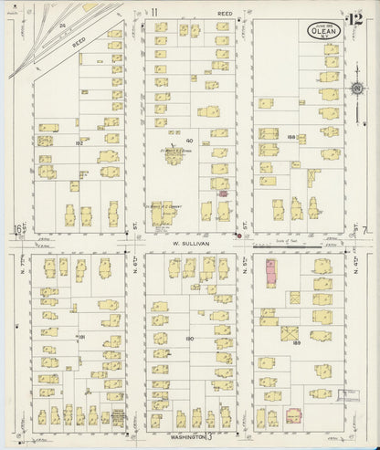 Sanborn Fire Insurance Map from Olean, Cattaraugus County, New York (1915), Sheet #0012 - Complete Map Set gallery image, historic Sanborn map, vintage wall art, New York New York