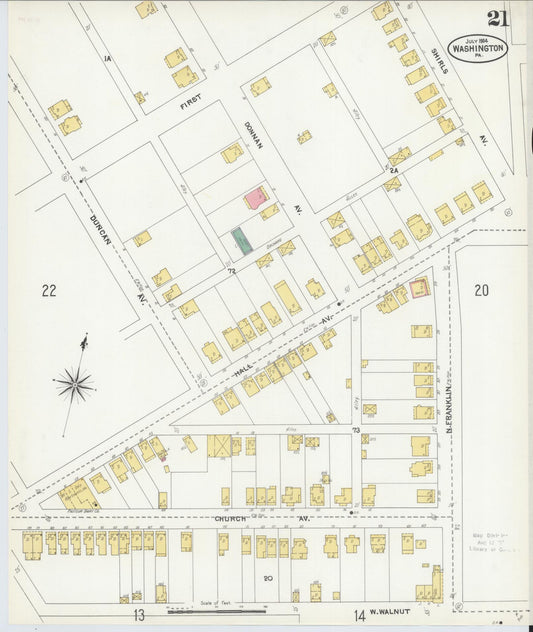 Sanborn Fire Insurance Map from Washington, Washington County, Pennsylvania (1904), Sheet #0021 - Historic Sanborn Fire Insurance Map Print, vintage old map wall art, antique decor, genealogy gift, Pennsylvania Pennsylvania map
