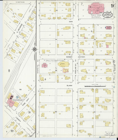 Sanborn Fire Insurance Map from Leipsic, Putnam County, Ohio (1916), Sheet #0009 - Complete Map Set gallery image, historic Sanborn map, vintage wall art, Ohio Ohio