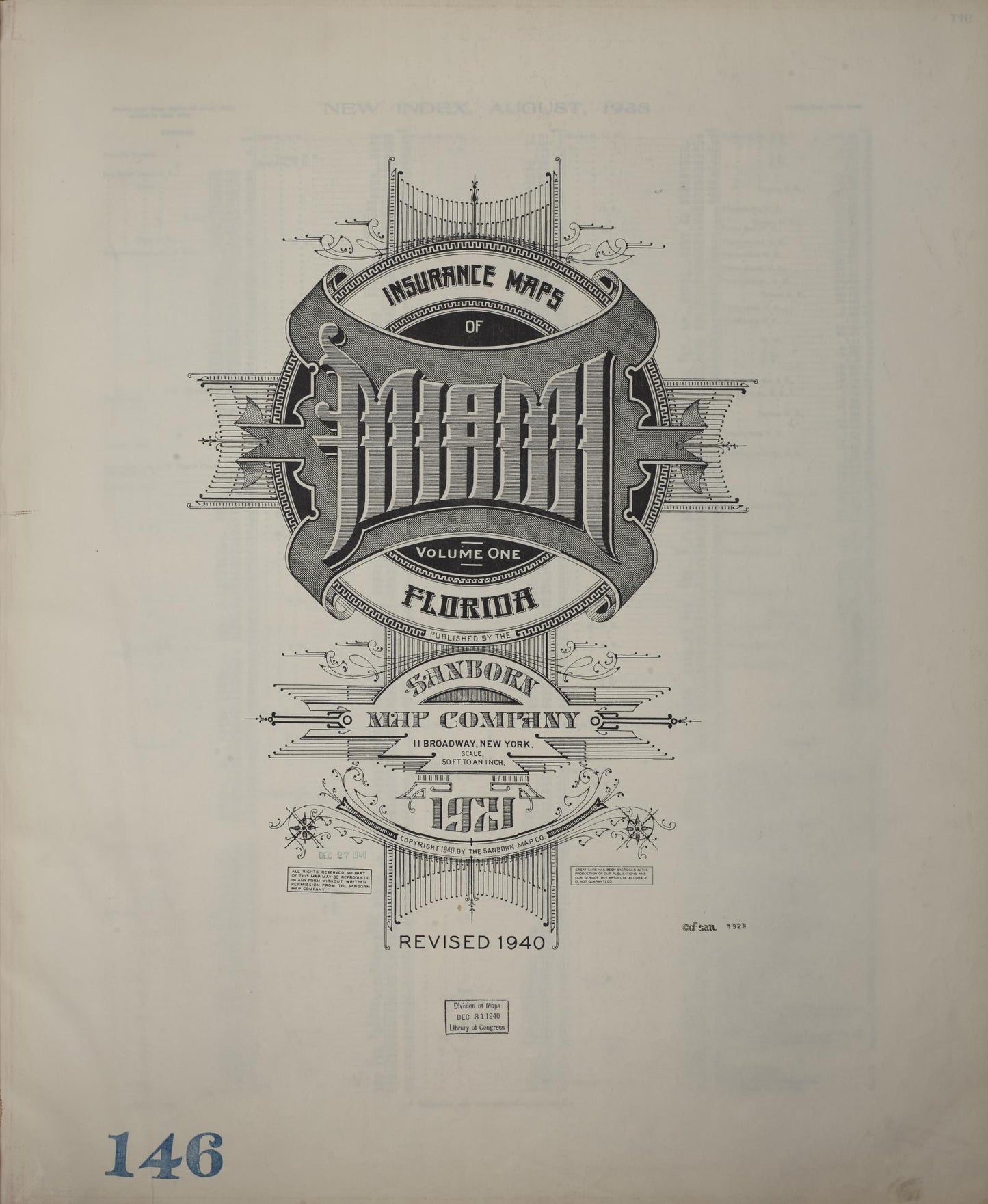 Sanborn Fire Insurance Map from Miami, Dade County, Florida (1940), Sheet #0001 - Complete Map Set gallery image, historic Sanborn map, vintage wall art, Florida Florida