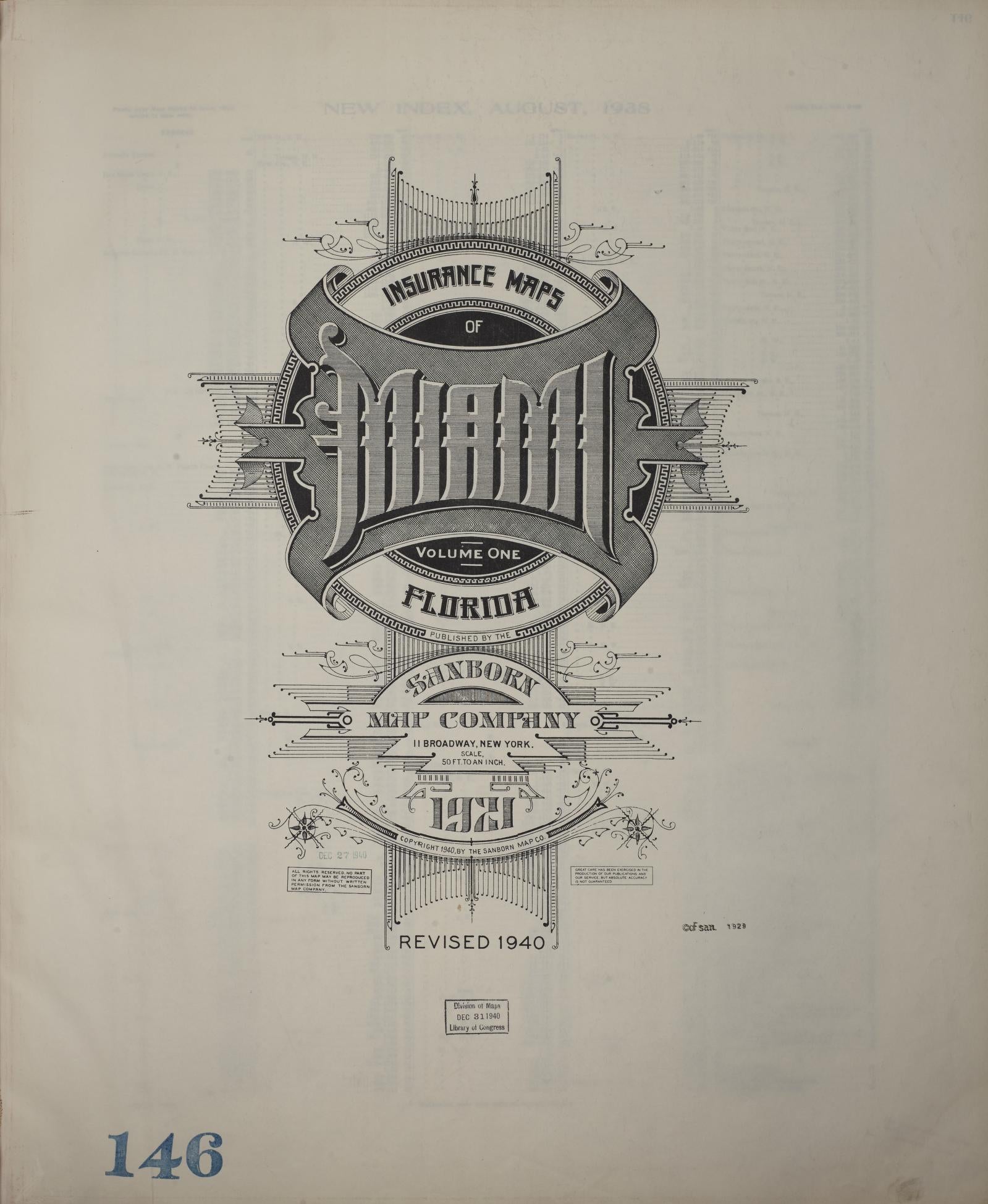 Sanborn Fire Insurance Map from Miami, Dade County, Florida (1940), Sheet #0001 - Complete Map Set gallery image, historic Sanborn map, vintage wall art, Florida Florida