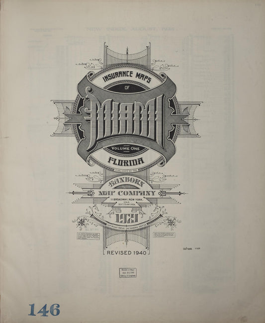 Sanborn Fire Insurance Map from Miami, Dade County, Florida (1940), Sheet #0001 - Complete Map Set gallery image, historic Sanborn map, vintage wall art, Florida Florida