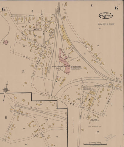 Sanborn Fire Insurance Map from Woodsville, Grafton County, New Hampshire (1922), Sheet #0006 - Complete Map Set gallery image, historic Sanborn map, vintage wall art, New Hampshire New Hampshire