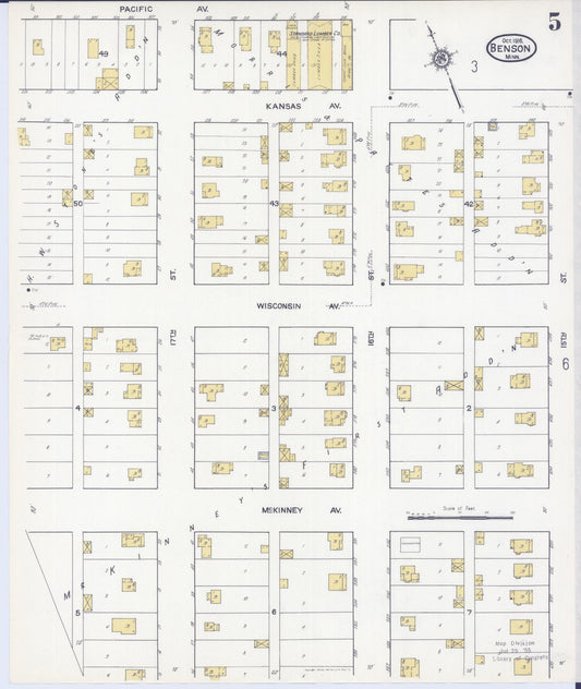 Sanborn Fire Insurance Map from Benson, Swift County, Minnesota (1916), Sheet #0005 - Historic Sanborn Fire Insurance Map Print, vintage old map wall art, antique decor, genealogy gift, Minnesota Minnesota map