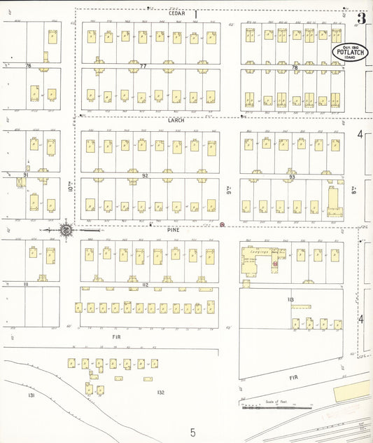 Sanborn Fire Insurance Map from Potlatch, Latah County, Idaho (1910), Sheet #0003 - Historic Sanborn Fire Insurance Map Print, vintage old map wall art, antique decor, genealogy gift, Idaho Idaho map