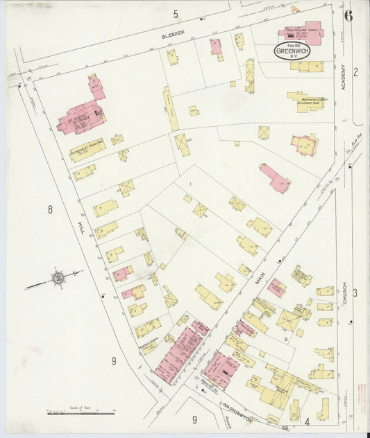 Sanborn Fire Insurance Map from Greenwich, Washington County, New York (1913), Sheet #0006 - Historic Sanborn Fire Insurance Map Print, vintage old map wall art, antique decor, genealogy gift, New York New York map
