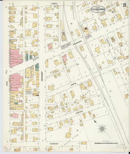 Sanborn Fire Insurance Map from Columbus Grove, Putnam County, Ohio (1901), Sheet #0003 - Historic Sanborn Fire Insurance Map Print, vintage old map wall art, antique decor, genealogy gift, Ohio Ohio map