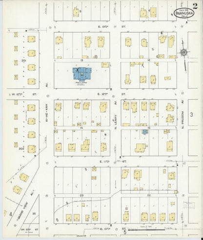 Sanborn Fire Insurance Map from Pawhuska, Osage County, Oklahoma (1916), Sheet #0002 - Complete Map Set gallery image, historic Sanborn map, vintage wall art, Oklahoma Oklahoma