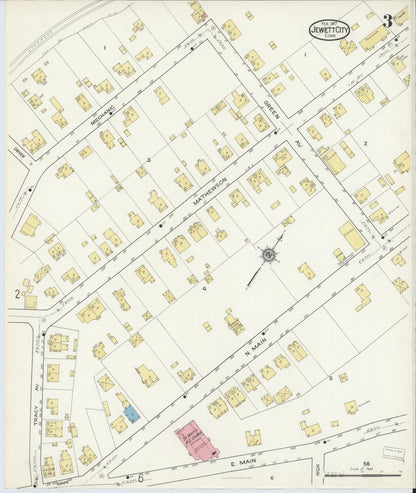 Sanborn Fire Insurance Map from Jewett City, New London County, Connecticut (1917), Sheet #0003 - Complete Map Set gallery image, historic Sanborn map, vintage wall art, Connecticut Connecticut