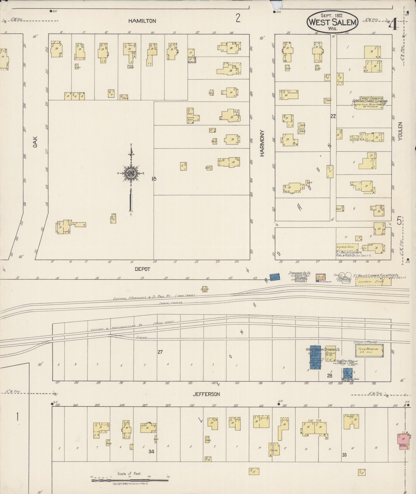 Sanborn Fire Insurance Map from West Salem, La Crosse County, Wisconsin (1922), Sheet #0004 - Complete Map Set gallery image, historic Sanborn map, vintage wall art, Wisconsin Wisconsin